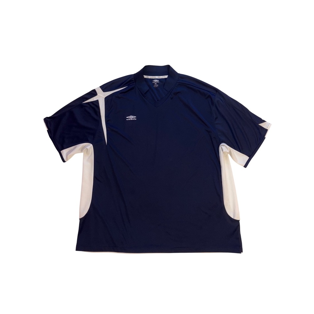 UMBRO Soccer Jersey Y2K Mens 3XL Blue Short Sleeve V-Neck Athletic Sportswear